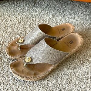 Espadrille Slip On Sandals White Mountain Metallic Beige Women’s 9 Beachy Boho